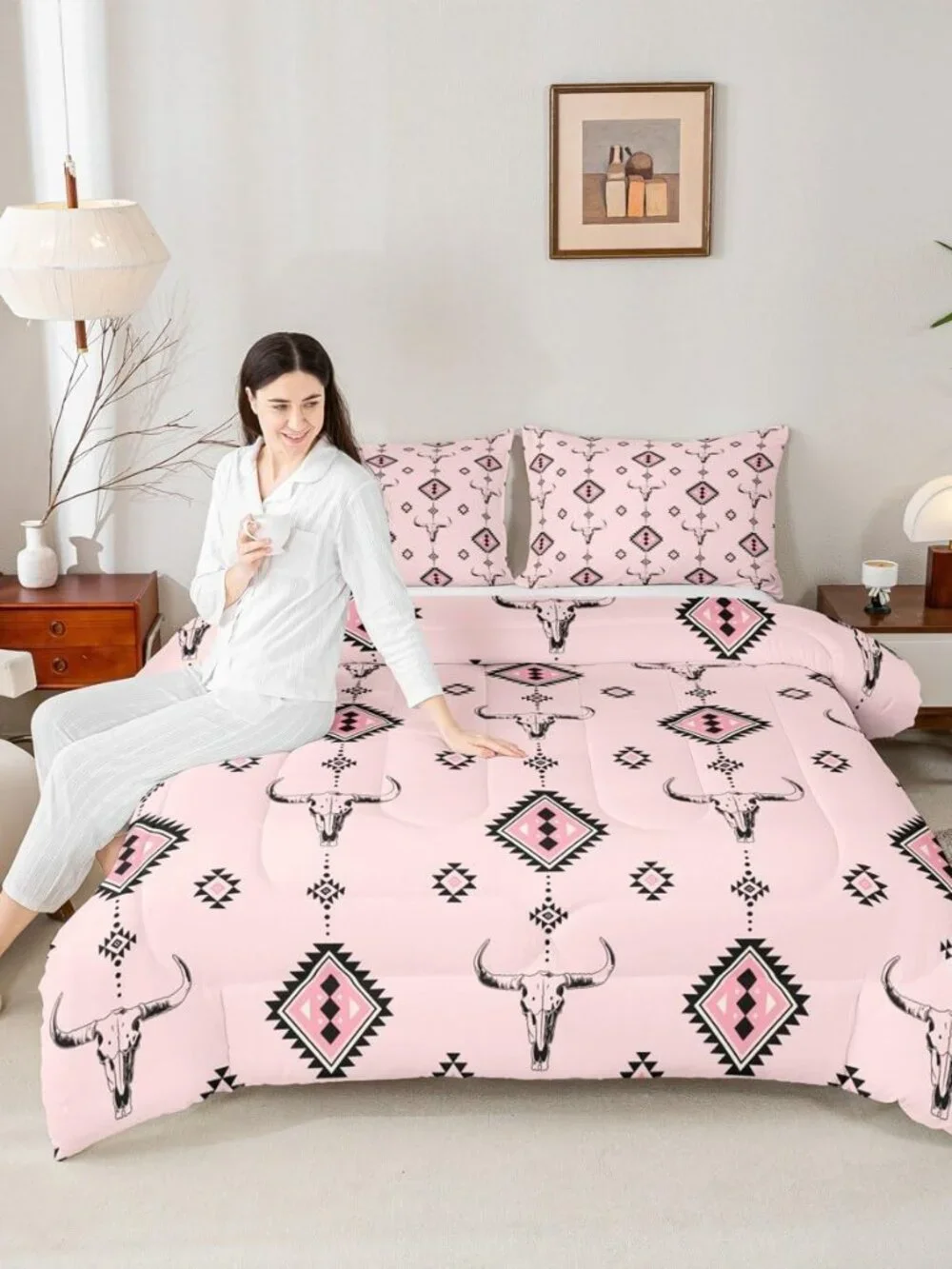 Tribal Comforter Full,Western Farmhouse Native Ethnic Bedding for Teens Youth Ki